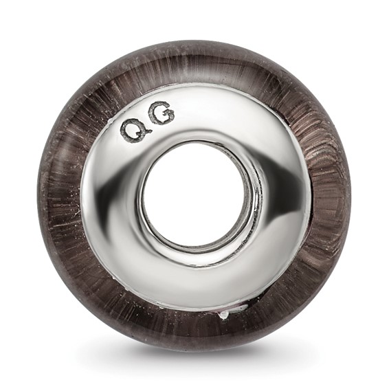 Sterling Silver Reflections Black/White Hand-blown Glass Bead