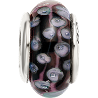 Sterling Silver Reflections Black White Hand-blown Glass Bead view 4