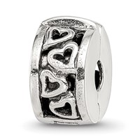 Sterling Silver Reflections Hinged Hearts Clip Bead view 1