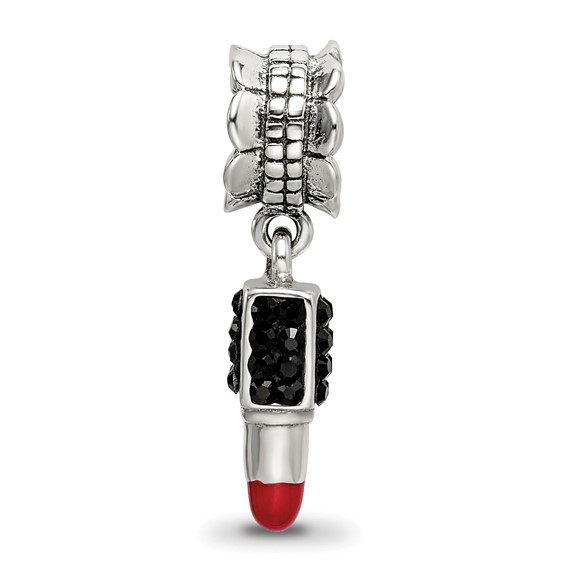 SS Reflections Red Enamel Preciosa Crystal Lipstick Dangle Bead