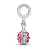 Sterling Silver Reflections Pink Preciosa Crystal Teapot Dangle Bead view 2