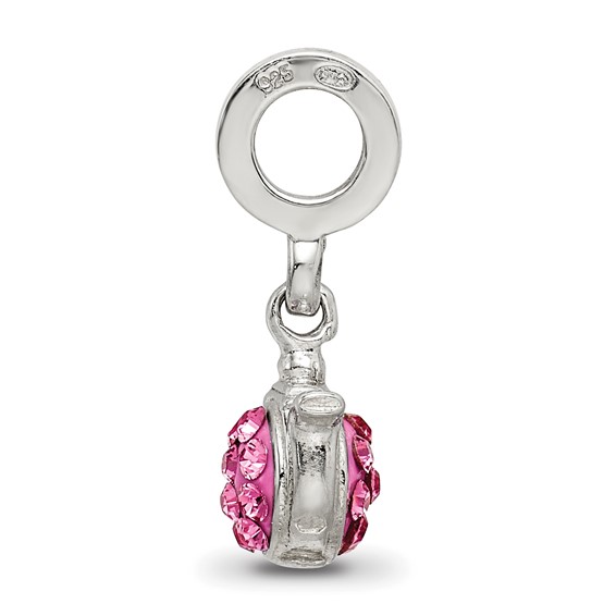 Sterling Silver Reflections Pink Preciosa Crystal Teapot Dangle Bead