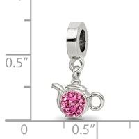 Sterling Silver Reflections Pink Preciosa Crystal Teapot Dangle Bead view 3