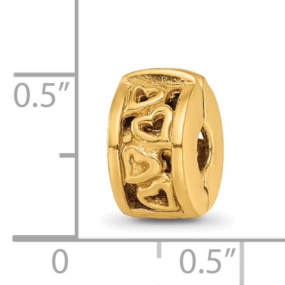 Sterling Silver Gold-plated Reflections Hinged Hearts Clip Bead