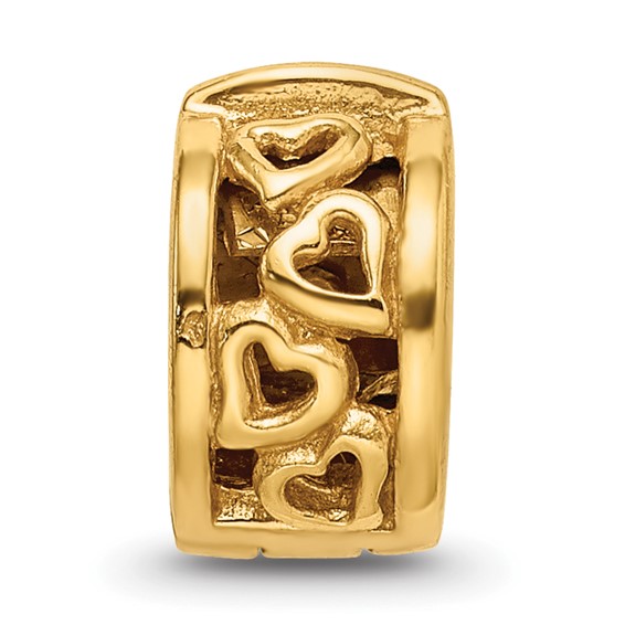 Sterling Silver Gold-plated Reflections Hinged Hearts Clip Bead