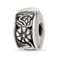 Sterling Silver Reflections Hinged Floral Clip Bead view 1