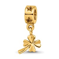 Sterling Silver Gold-plated Reflections 4-leaf Clover Dangle Bead view 1