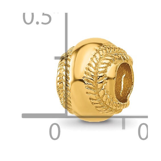Sterling Silver Reflections Gold-plated Baseball Bead