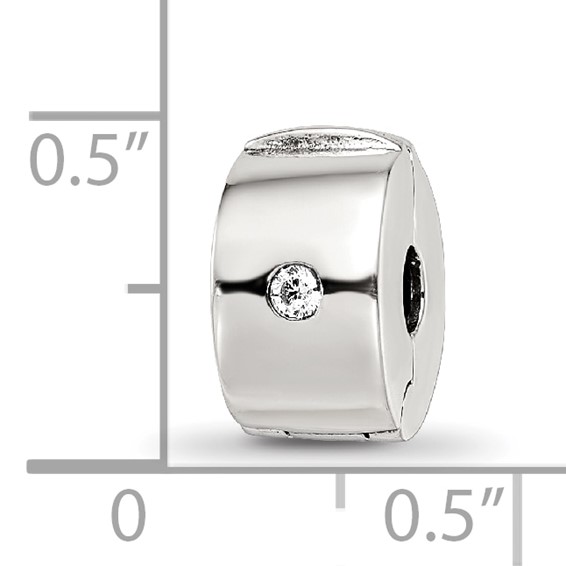 Sterling Silver Reflections Hinged CZ Clip Bead