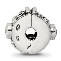 Sterling Silver Reflections Hinged CZ & Dots Clip Bead view 2