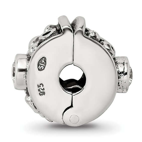 Sterling Silver Reflections Hinged CZ & Dots Clip Bead