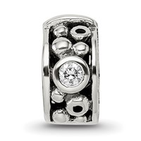 Sterling Silver Reflections Hinged CZ & Dots Clip Bead view 3