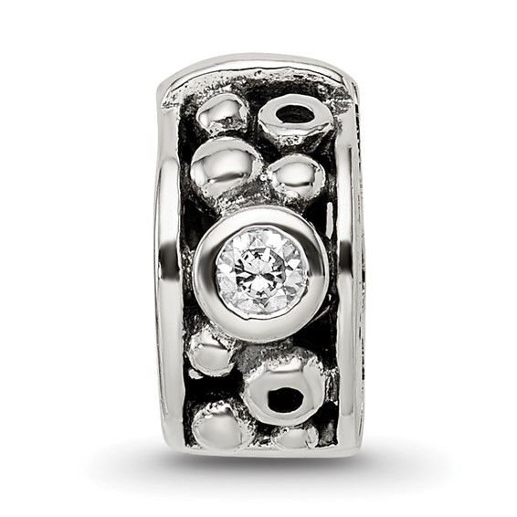 Sterling Silver Reflections Hinged CZ & Dots Clip Bead