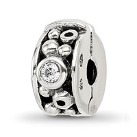 Sterling Silver Reflections Hinged CZ & Dots Clip Bead view 1