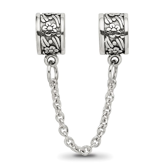 Sterling Silver Reflections Security Chain Floral Bead