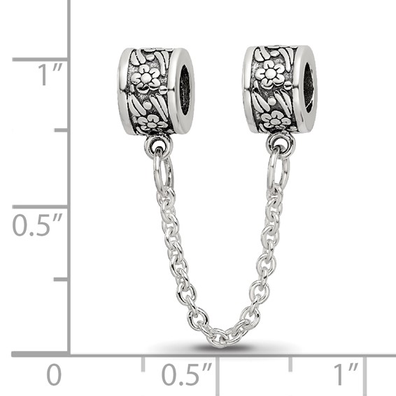 Sterling Silver Reflections Security Chain Floral Bead