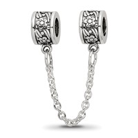 Sterling Silver Reflections Security Chain Floral Bead view 1