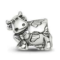 Sterling Silver Reflections Kids Cow with Bow Bead view 3