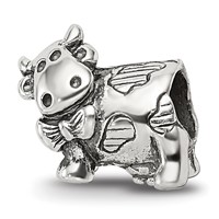 Sterling Silver Reflections Kids Cow with Bow Bead view 1