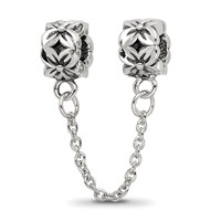 Sterling Silver Reflections Security Chain Floral Bead view 1