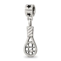 Sterling Silver Reflections Kids Tennis Racket Dangle Bead view 1