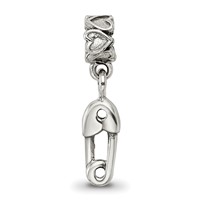 Kids Collection Sterling Silver Safety Pin Dangle Reflections Bead view 4