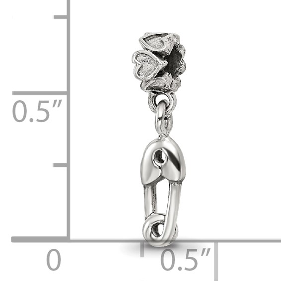 Kids Collection Sterling Silver Safety Pin Dangle Reflections Bead