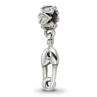 Kids Collection Sterling Silver Safety Pin Dangle Reflections Bead view 1