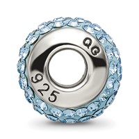Sterling Silver Reflections March Full Light Blue Preciosa Crystal Bead view 2