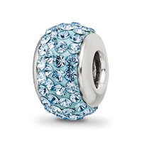 Sterling Silver Reflections March Full Light Blue Preciosa Crystal Bead view 1