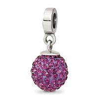 Sterling Silver Reflections Feb Preciosa Crystal Ball Dangle Bead view 1