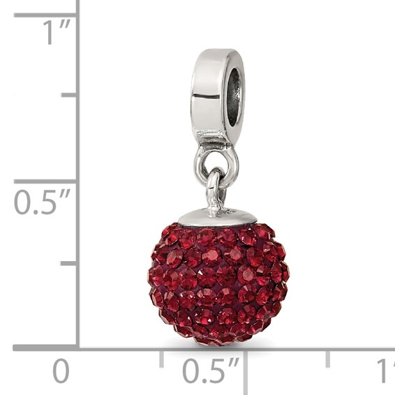 Sterling Silver Reflections June Red Preciosa Crystal Ball Dangle Bead