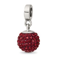 Sterling Silver Reflections June Red Preciosa Crystal Ball Dangle Bead view 1
