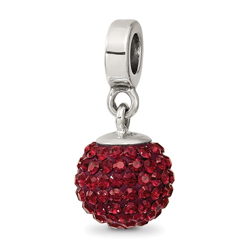Sterling Silver Reflections June Red Preciosa Crystal Ball Dangle Bead