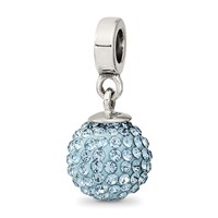 Sterling Silver Reflections March Preciosa Crystal Ball Dangle Bead view 1
