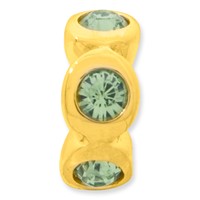 Sterling Silver Gold-plated Reflections Aug Green Preciosa Crystal Bead view 2