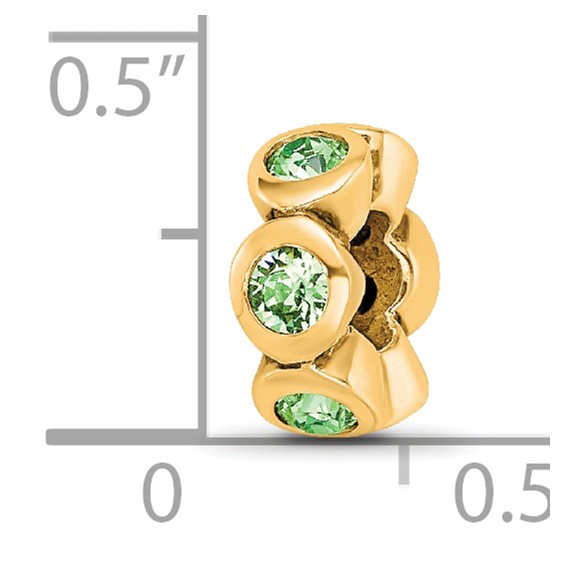 Sterling Silver Gold-plated Reflections Aug Green Preciosa Crystal Bead