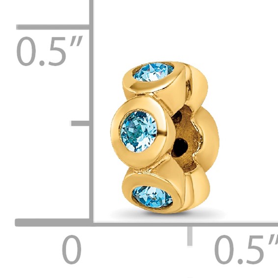 Sterling Silver Gold-plated Reflections March Blue Preciosa Crystal Bead