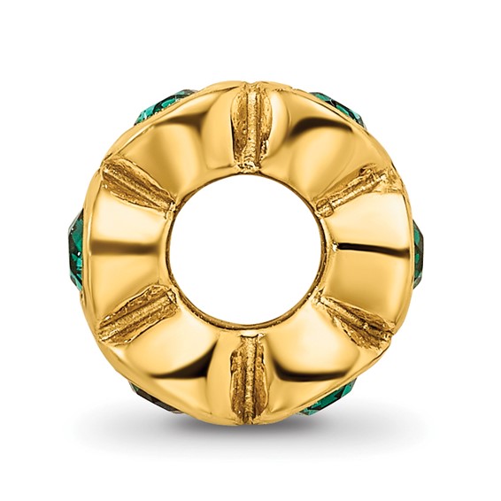 Sterling Silver Gold-plated Reflections May Green Preciosa Crystal Bead
