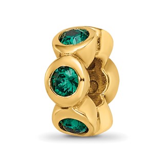 Sterling Silver Gold-plated Reflections May Green Preciosa Crystal Bead