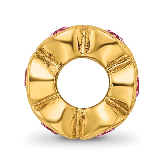 Sterling Silver Gold-plated Reflections Oct Pink Preciosa Crystal Bead