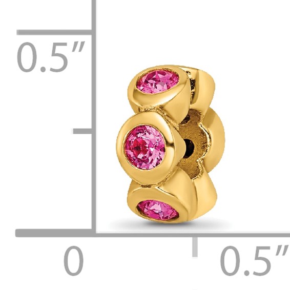 Sterling Silver Gold-plated Reflections Oct Pink Preciosa Crystal Bead