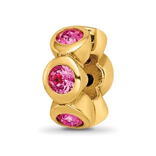 Sterling Silver Gold-plated Reflections Oct Pink Preciosa Crystal Bead