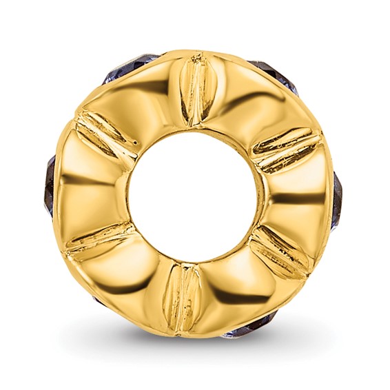 Sterling Silver Gold-plated Reflections Sept Blue Preciosa Crystal Bead