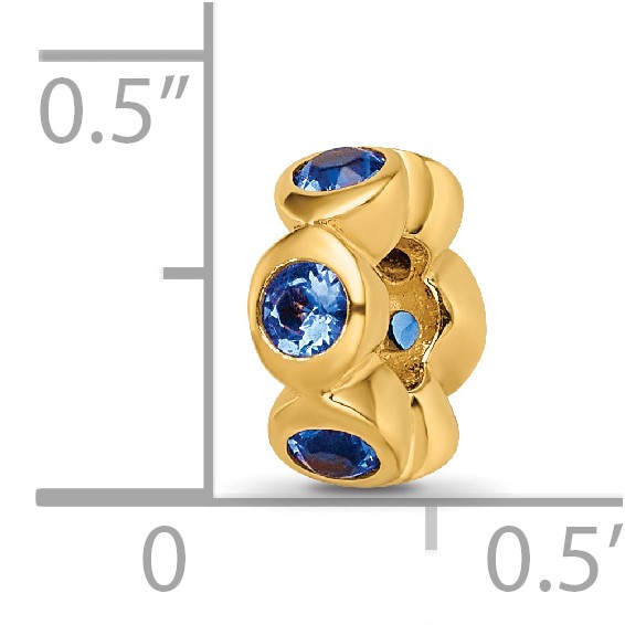 Sterling Silver Gold-plated Reflections Sept Blue Preciosa Crystal Bead