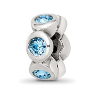 Sterling Silver Reflections March Preciosa Crystal Birthstone Bead view 1