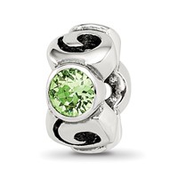 Sterling Silver Reflections August Green Preciosa Crystal Birthstone Bead view 1