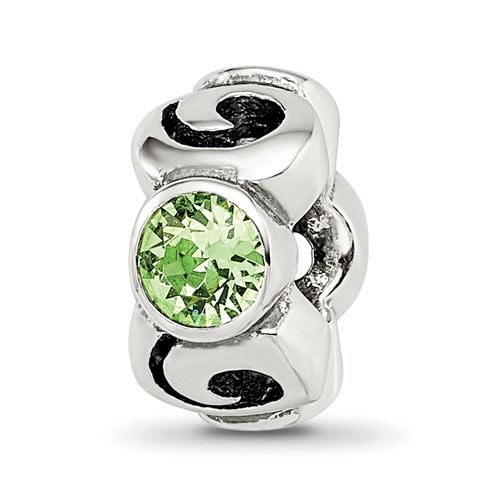 Sterling Silver Reflections August Green Preciosa Crystal Birthstone Bead