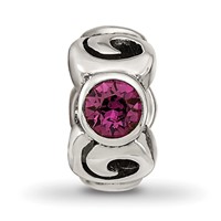 Sterling Silver Reflections Feb Purple Preciosa Crystal Birthstone Bead view 3