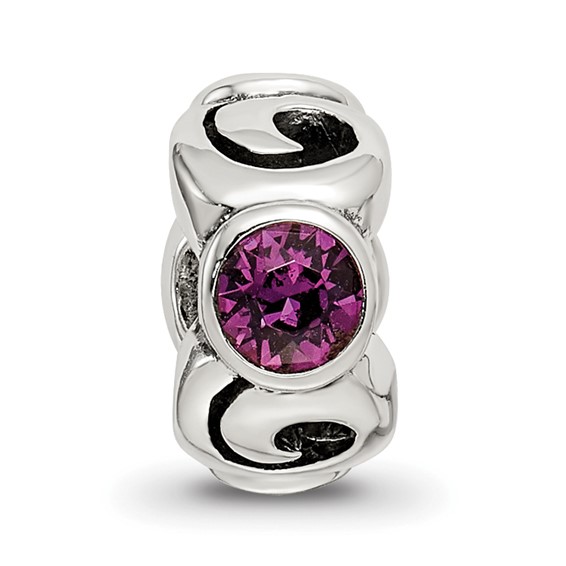 Sterling Silver Reflections Feb Purple Preciosa Crystal Birthstone Bead